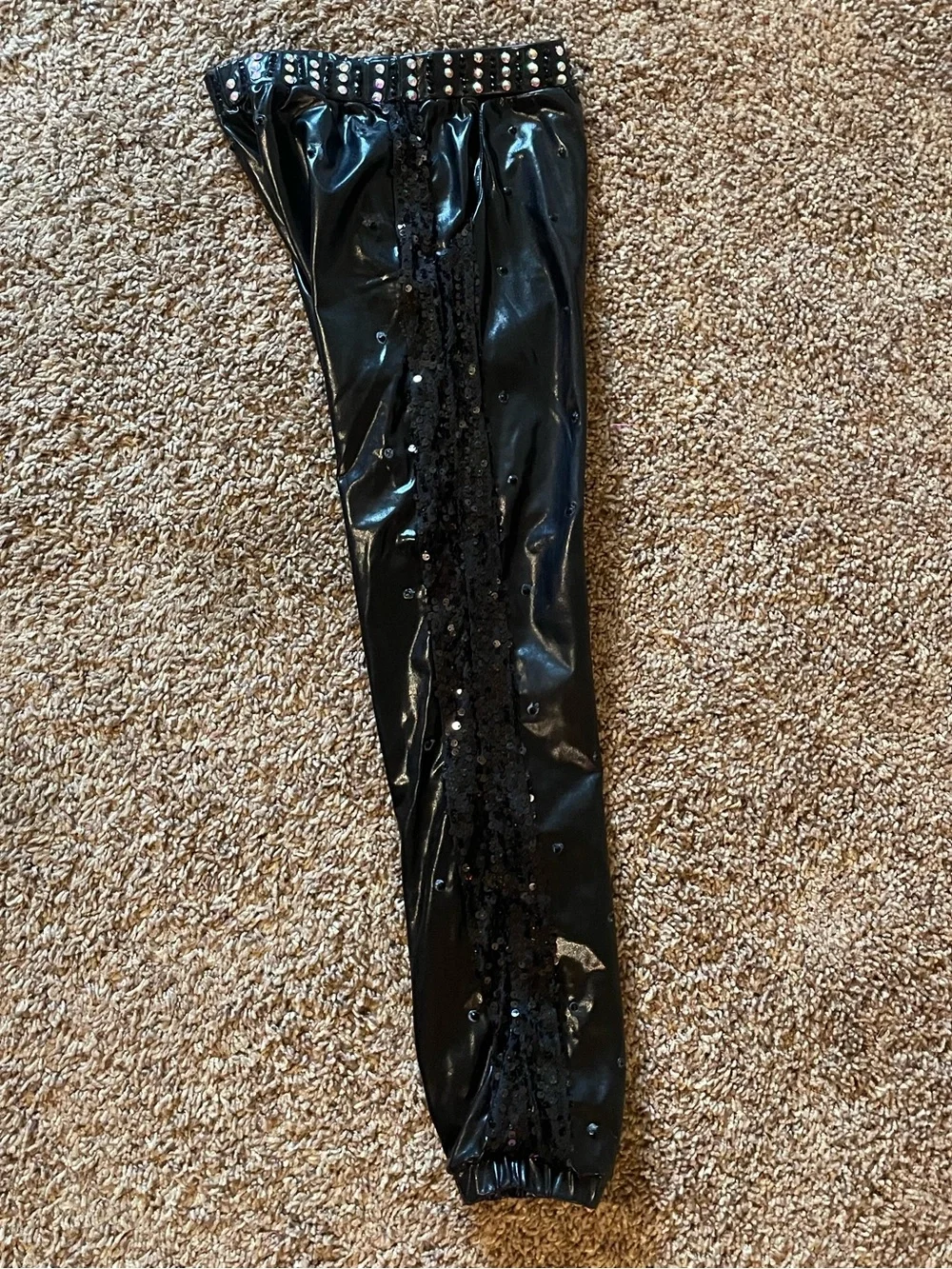Black Sequin Crop Top and Shiny Jogger Dance Set for Girls